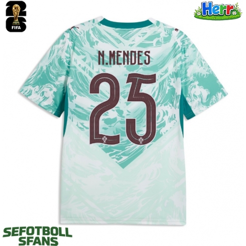Portugal Nuno Mendes #25 Bortatröja VM 2026 Kortärmad
